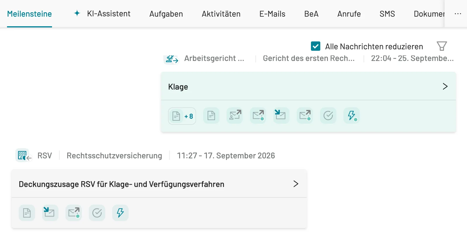 Aktenhistorie in caseflow